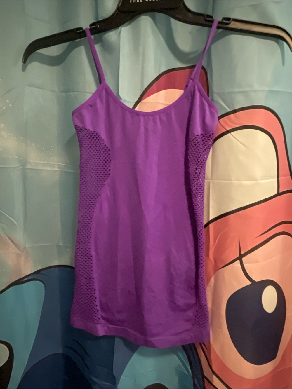 Purple Womens Mesh-Side Cami Tank Top
